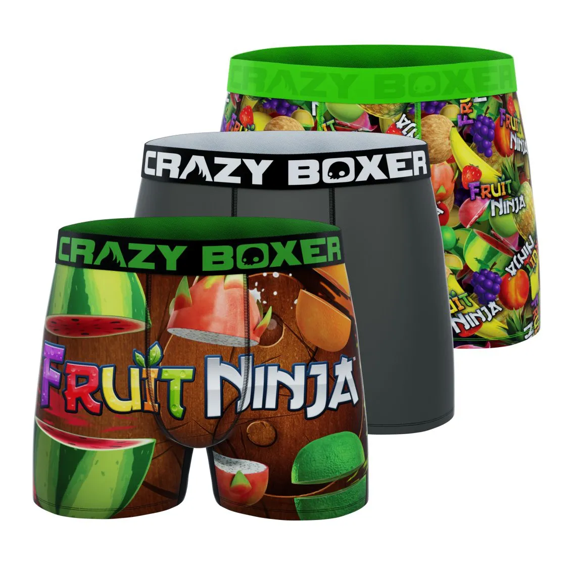 CRAZYBOXER Fruit Ninja Fruits Men's Boxer Briefs (3 pack)