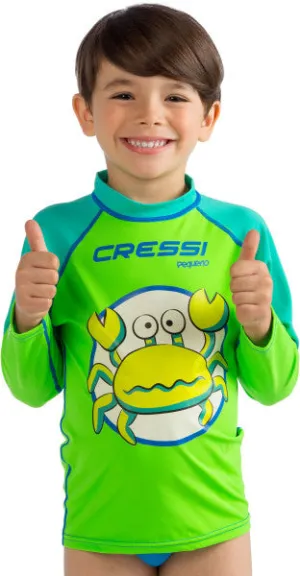 Cressi Kid's Pequeno Crab Long Sleeve Rash Guard, Green