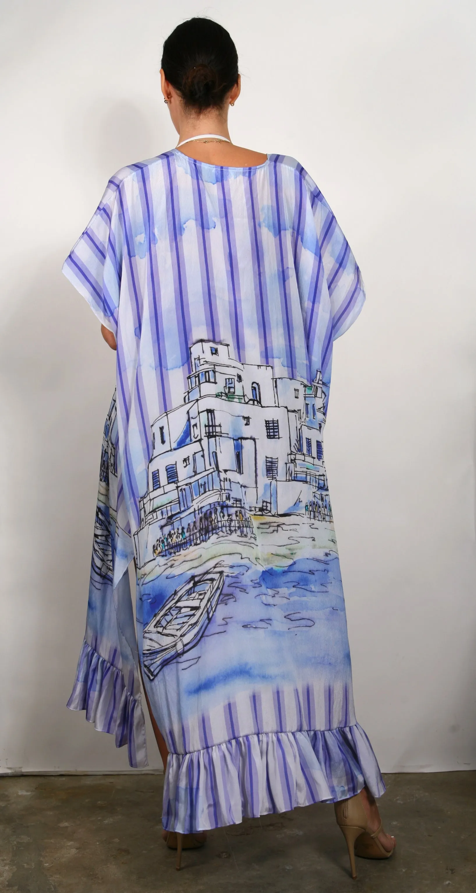Crete Postcard - Ruffle Kimono Robe