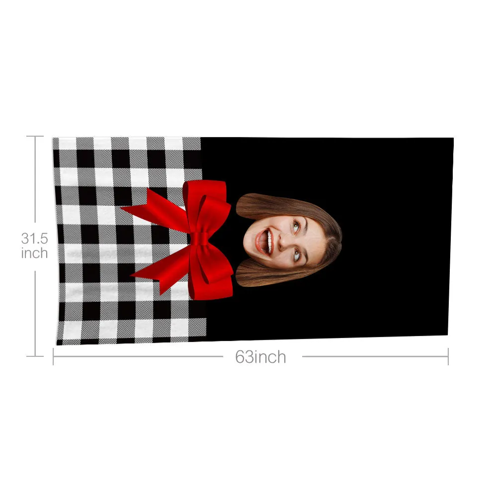 Custom Face Bow Beach Towel Personalised Photo Beach Towel Funny Gift