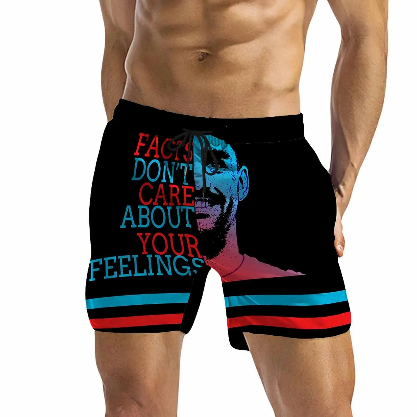 Custom Face Don't Care About Your Fellings Men's Quick Dry Swim Shorts Personalized Funny Swim Trunks for Boyfriend