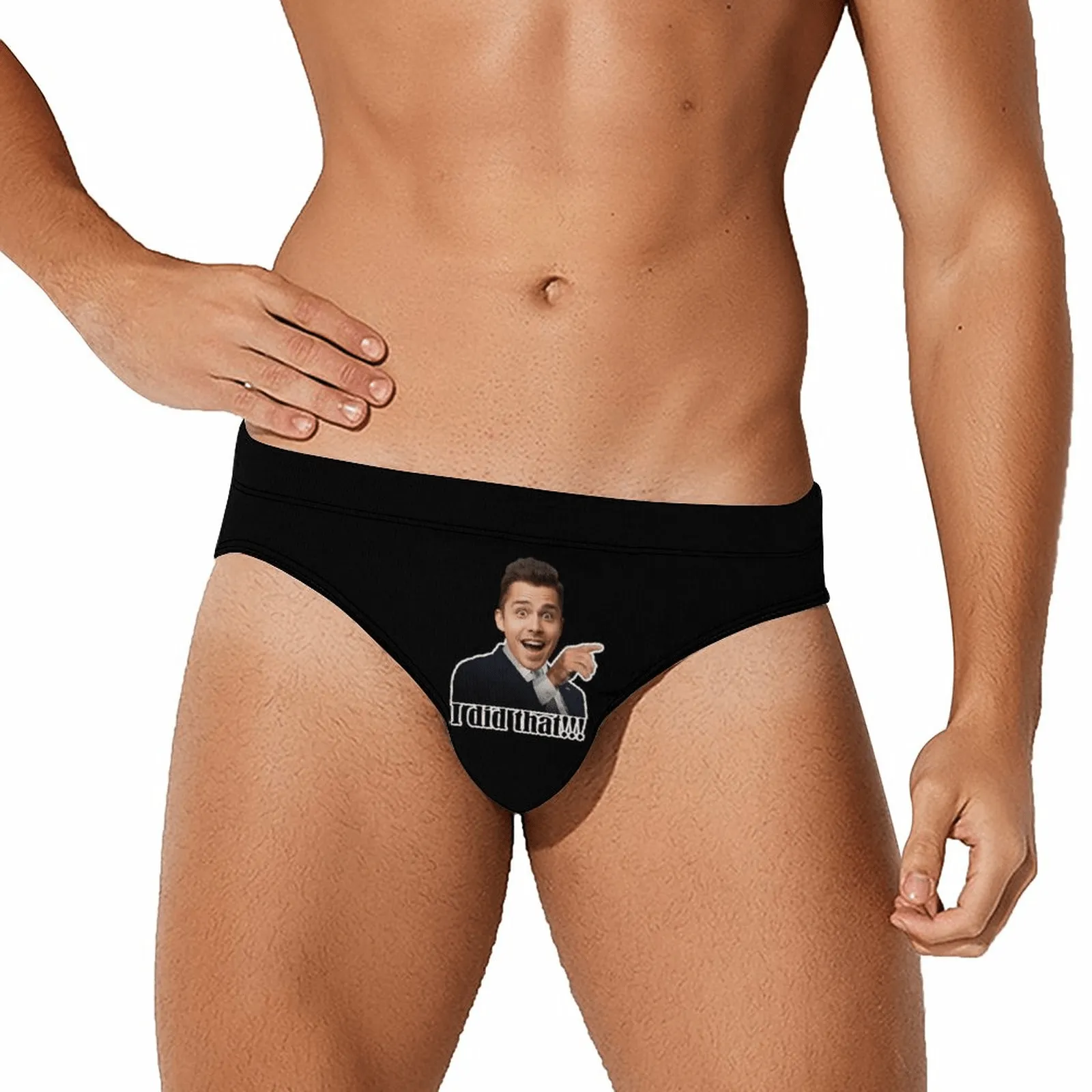 Custom Face I Did That Funny Men's Swim Shorts Personalized Triangle Swim Briefs for Swimming Water Sports