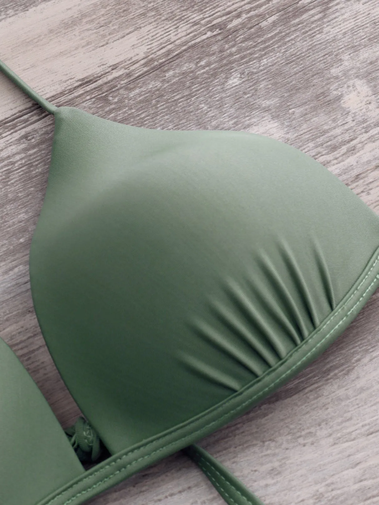 Custom Halter Floral Print Tie-Up Sleeveless Army Green Bikini Set