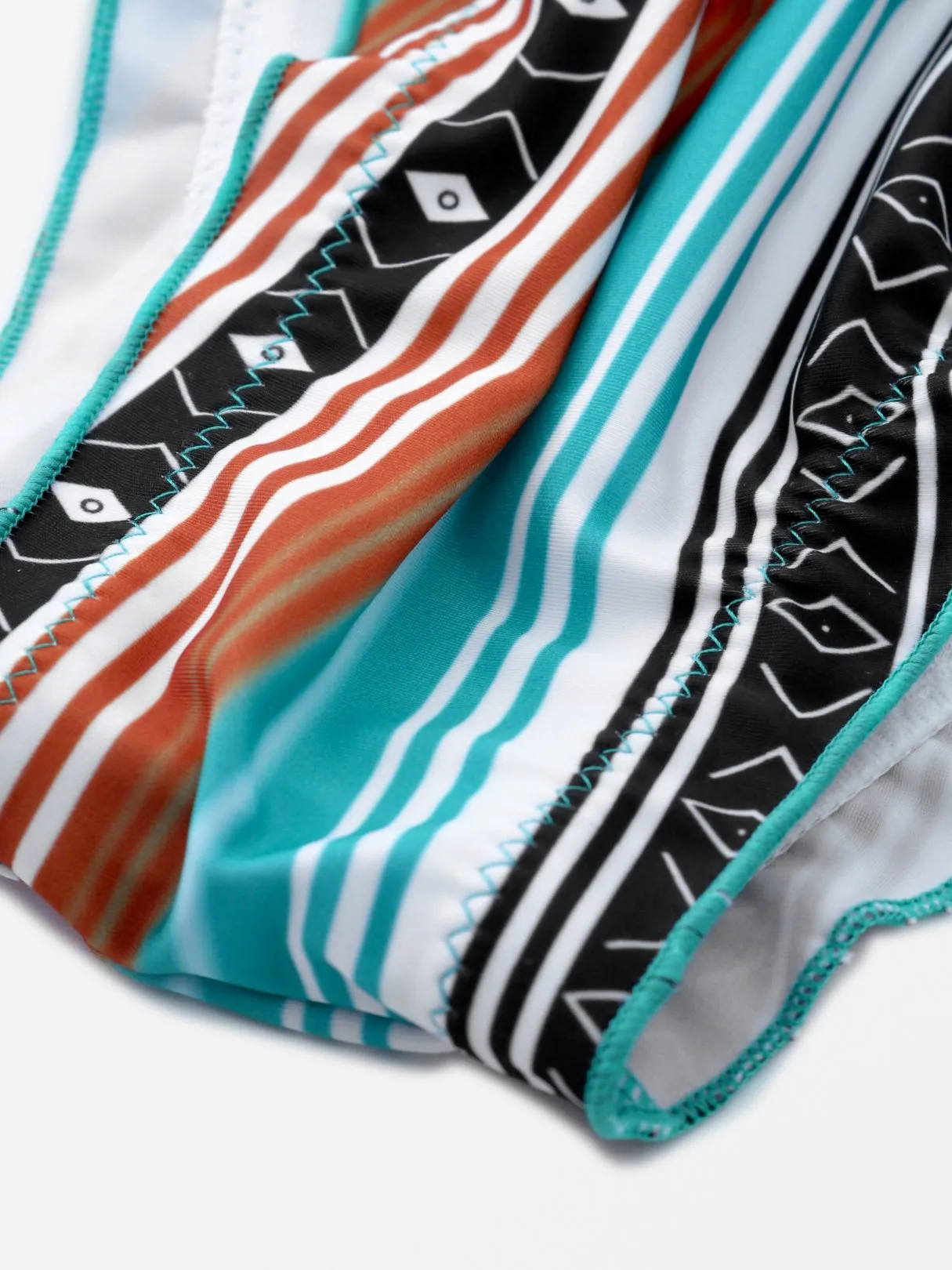 Custom Halter Stripe Self-Tie Sleeveless Bikini Set