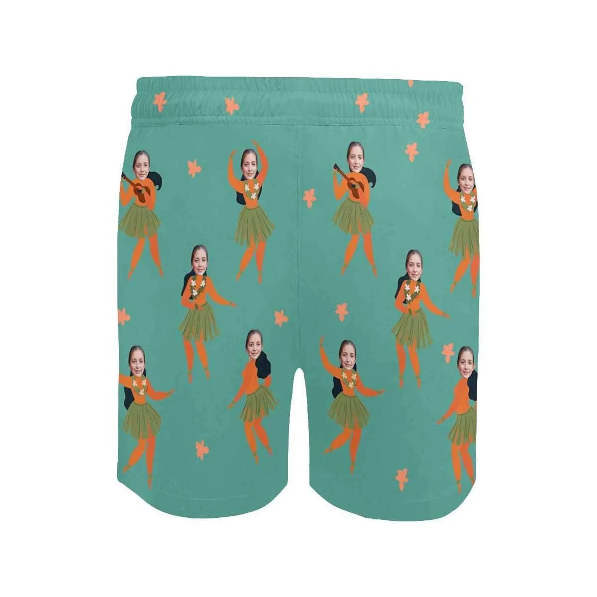 Custom Made Swim Trunks with Girlfriend's Face Design Hawaiian Style Men's Quick Dry Swim Shorts
