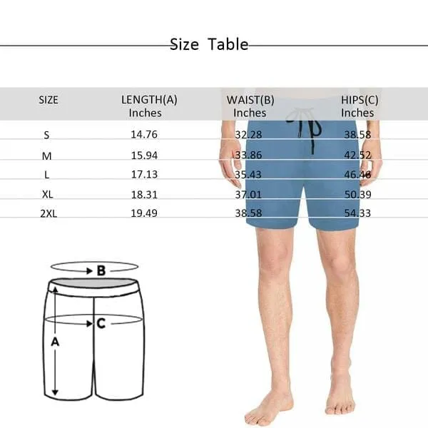 Custom Made Swim Trunks with Girlfriend's Face Design Hawaiian Style Men's Quick Dry Swim Shorts