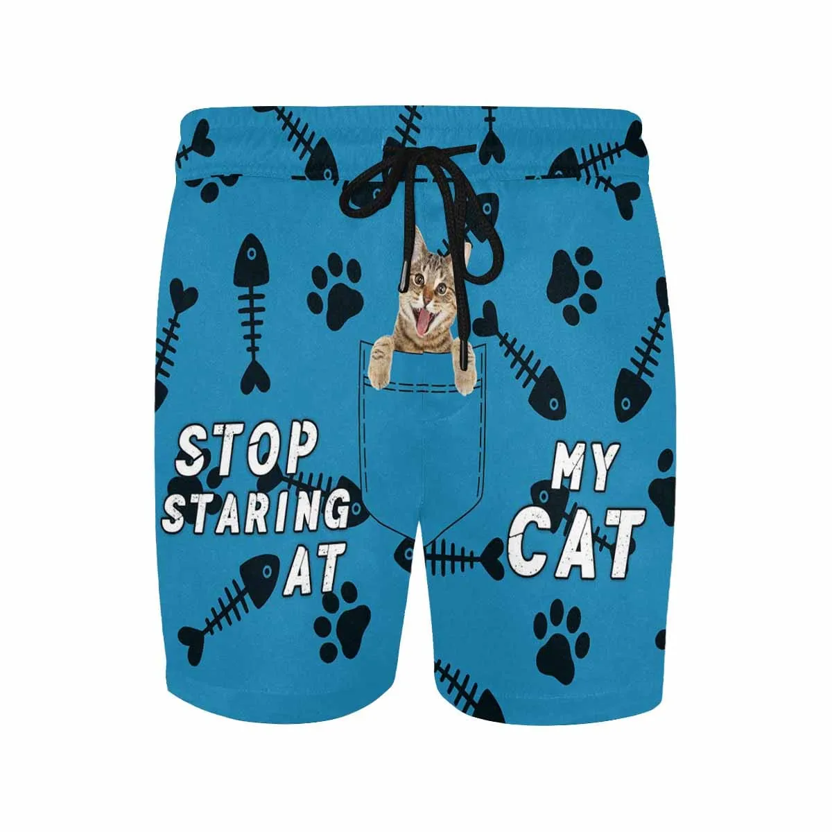 Custom Pet Face Swim Trunks Design Pocket Cat Men's Quick Dry Swim Shorts with Cat's Picture