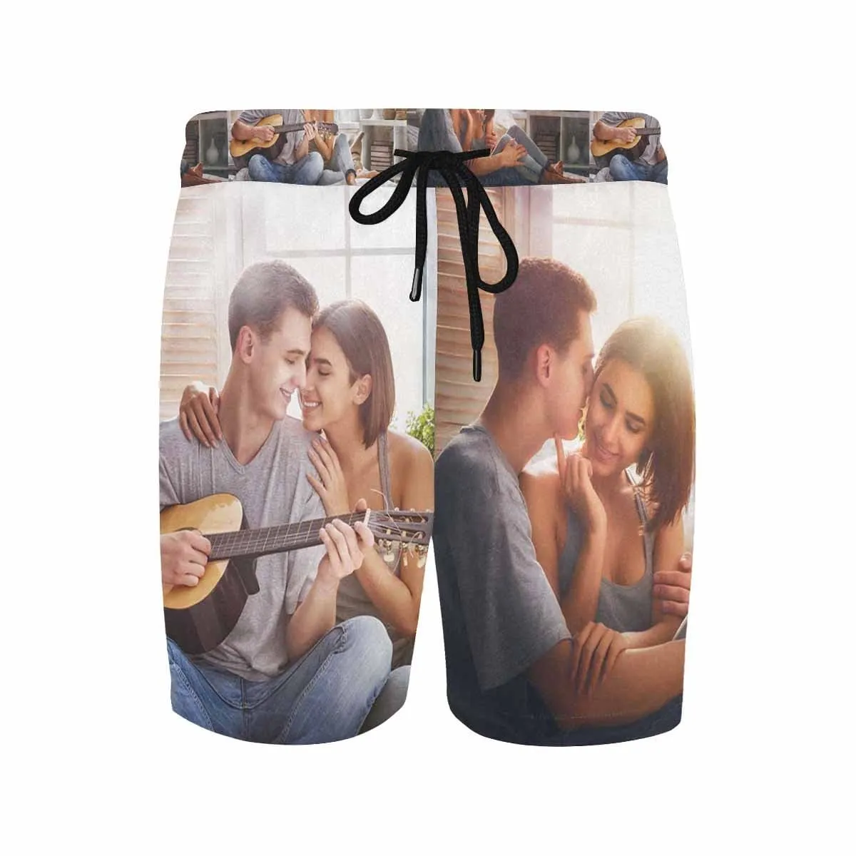 Custom Photo Swim Trunks Personalized Men's Quick Dry Swim Shorts with Loving Couple Romance Sweet Picture