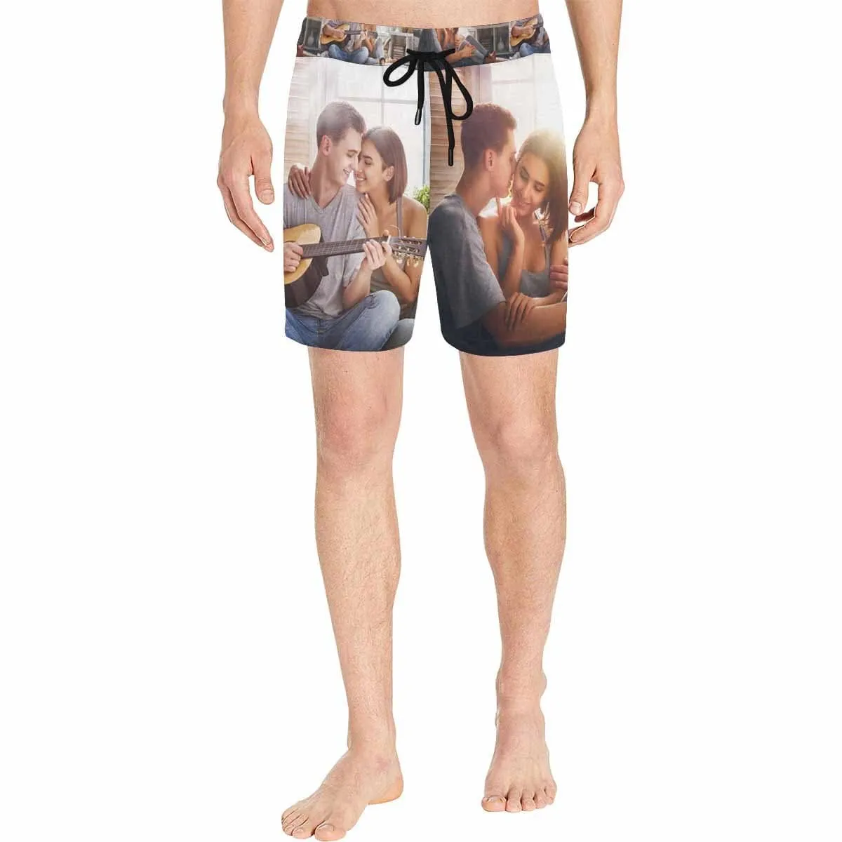 Custom Photo Swim Trunks Personalized Men's Quick Dry Swim Shorts with Loving Couple Romance Sweet Picture