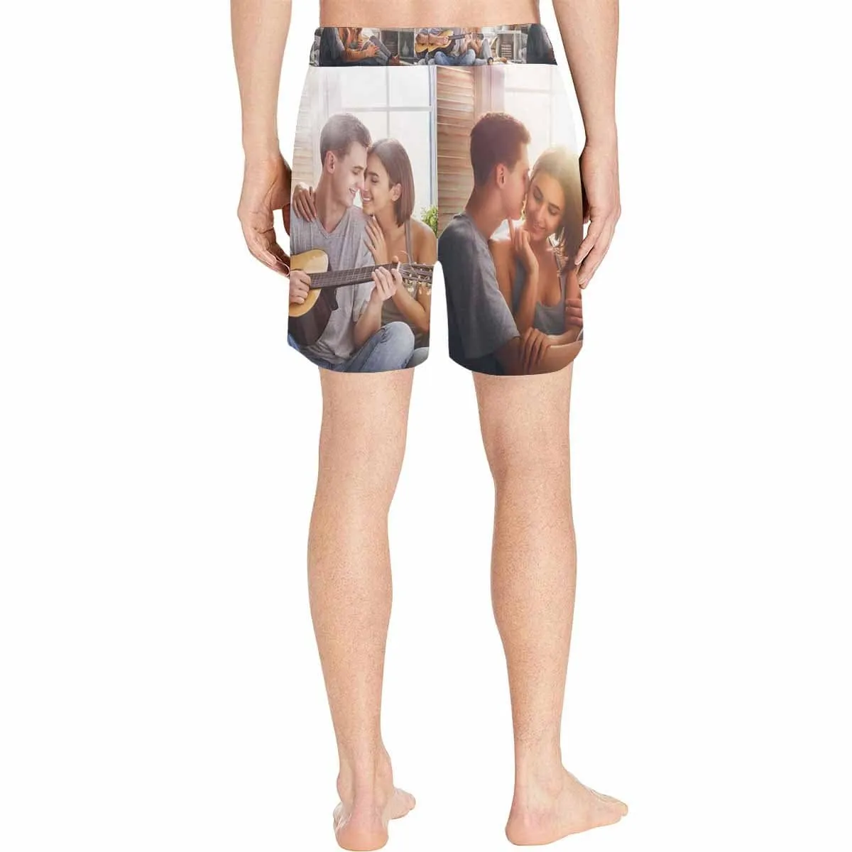 Custom Photo Swim Trunks Personalized Men's Quick Dry Swim Shorts with Loving Couple Romance Sweet Picture
