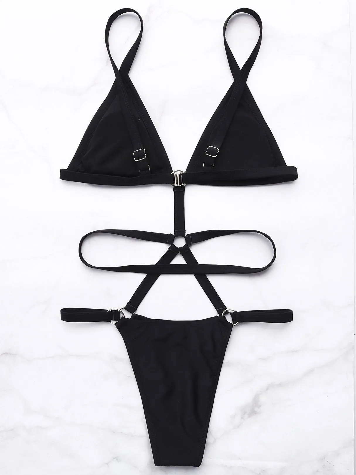 Custom Plain Black Sexy String Bikinis