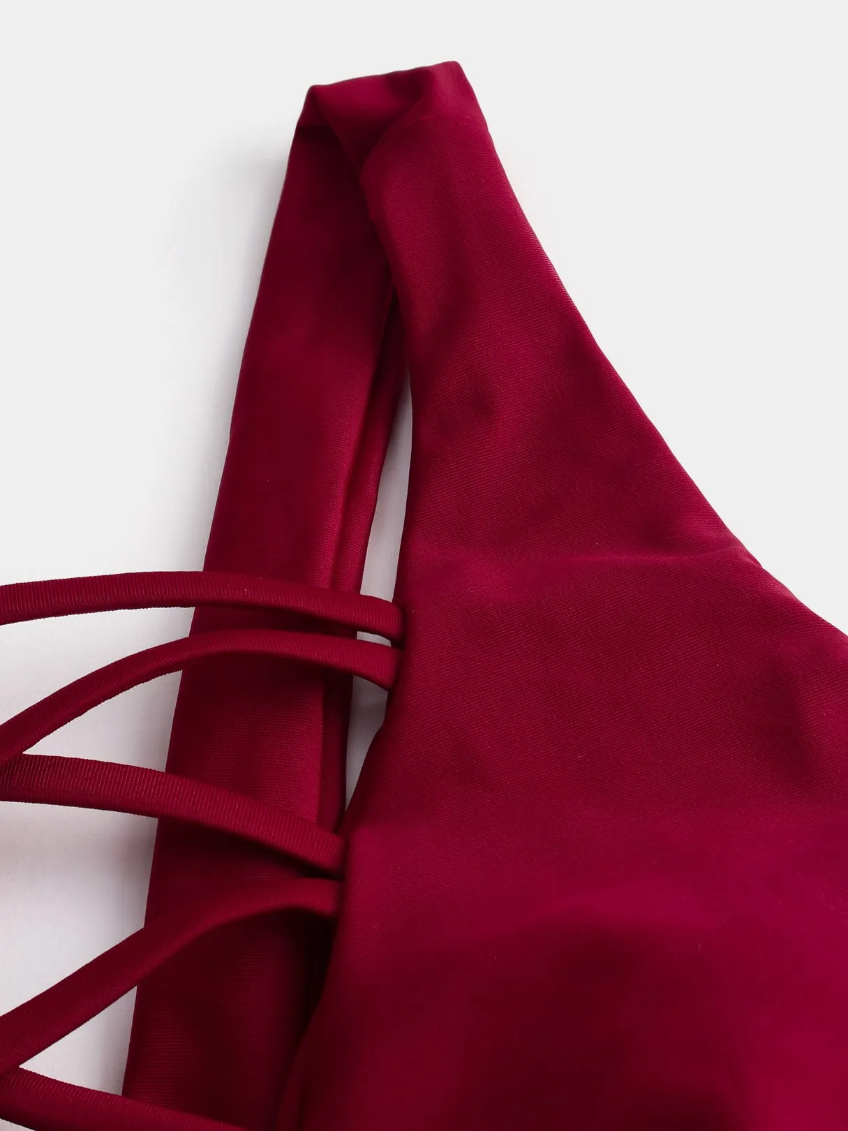 Custom V-Neck Backless Criss-Cross Sleeveless Burgundy Bikinis