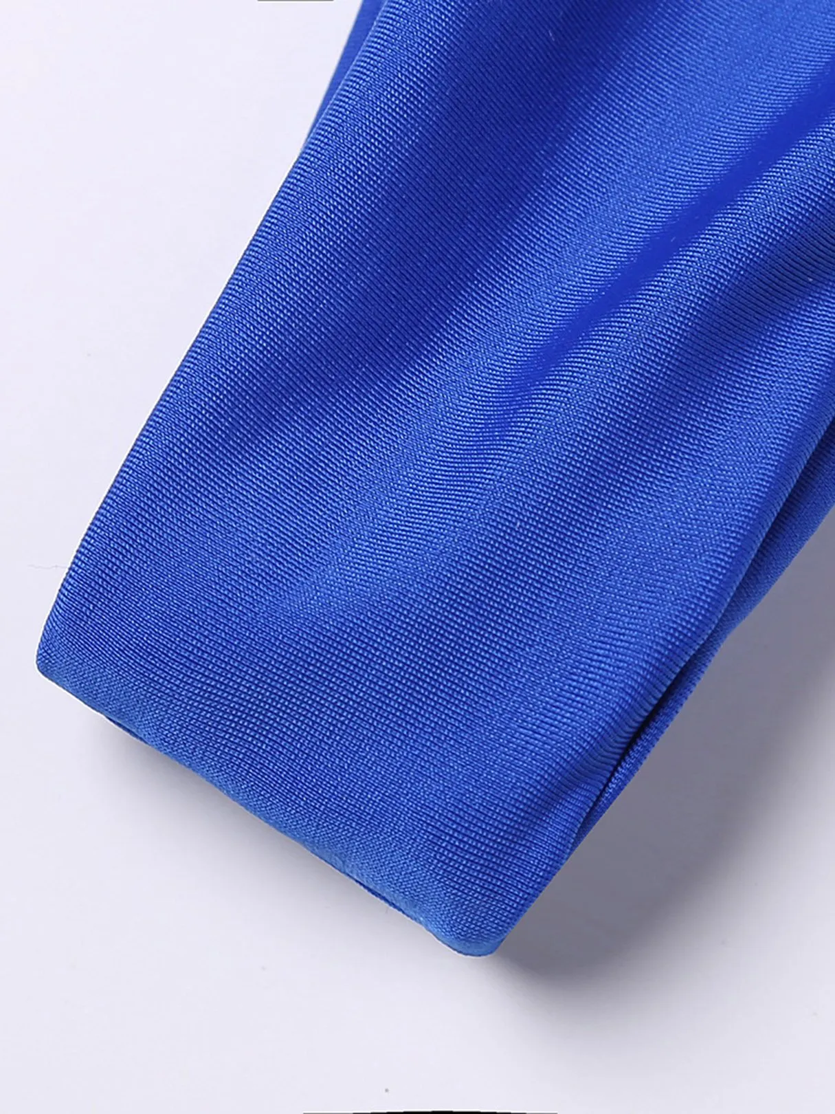 Custom V-Neck Plain Sleeveless Bodycon Hem Royalblue Bikini Set