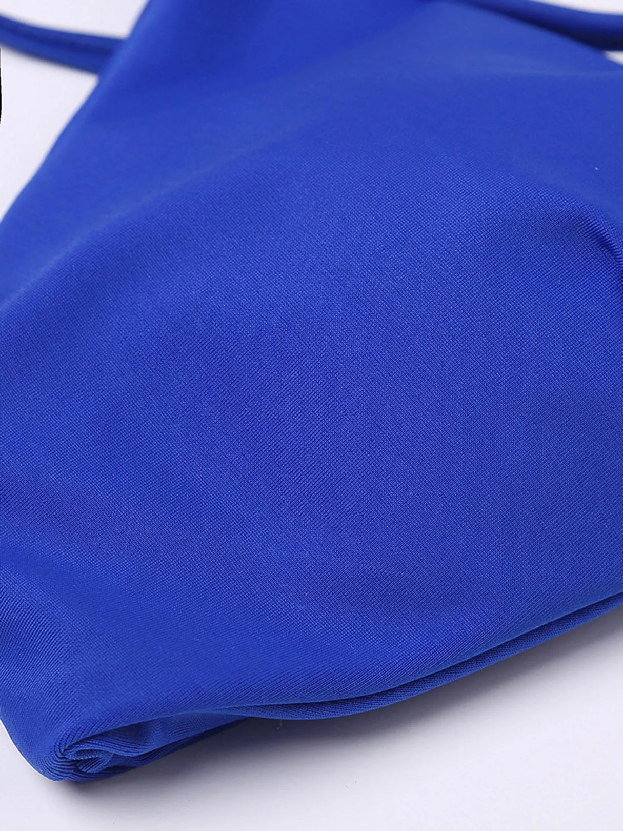Custom V-Neck Plain Sleeveless Bodycon Hem Royalblue Bikini Set