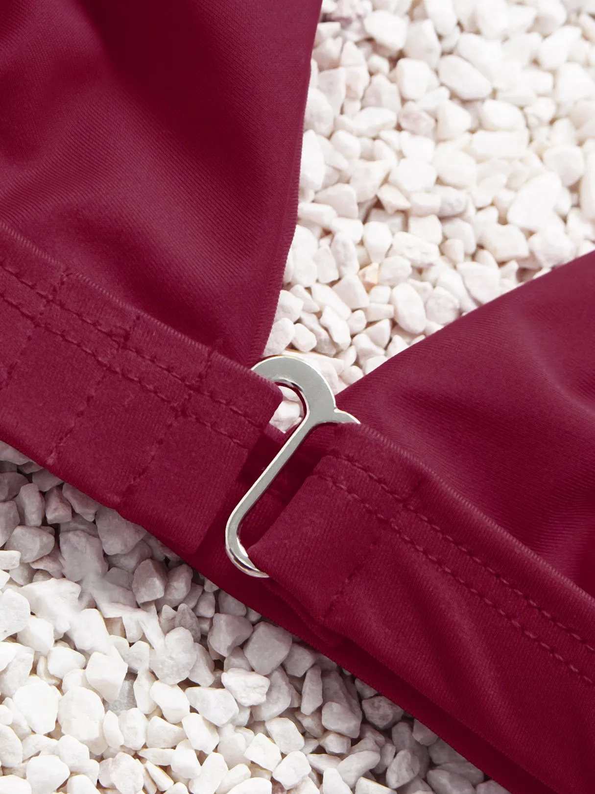 Custom V-Neck Plain Sleeveless Burgundy Bikini Set