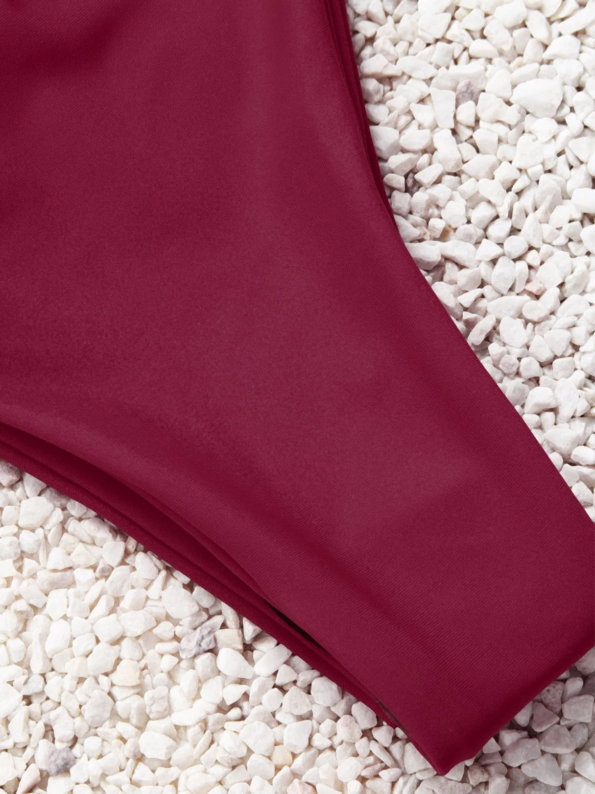 Custom V-Neck Plain Sleeveless Burgundy Bikini Set