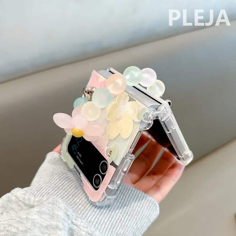 Cute Bell Flower Pendant Chain Samsung Galaxy Z Flip 4 3 Case