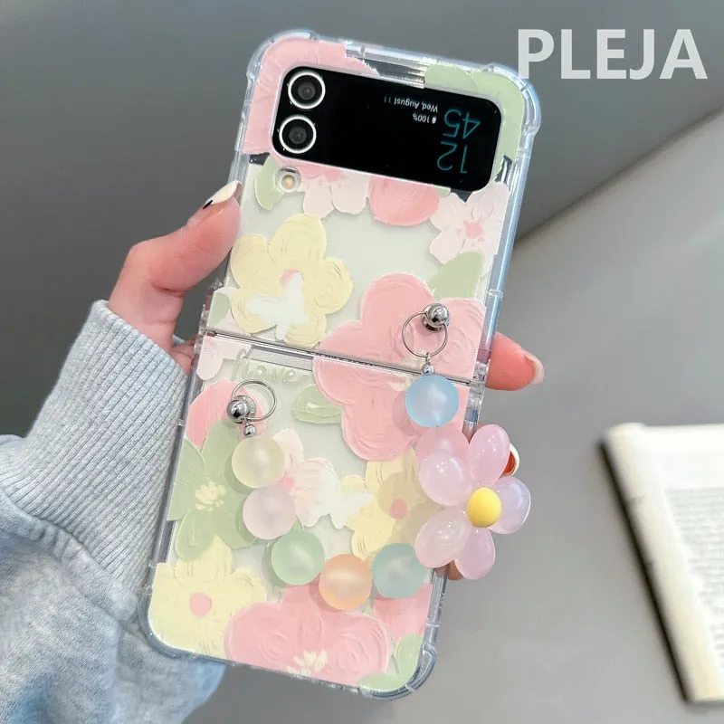 Cute Bell Flower Pendant Chain Samsung Galaxy Z Flip 4 3 Case