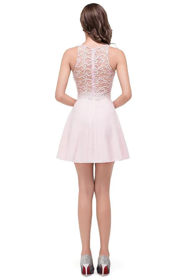 Cute Mini A-line Crew Appliques Bridesmaid Dresses