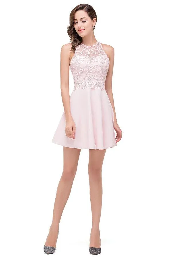 Cute Mini A-line Crew Appliques Bridesmaid Dresses