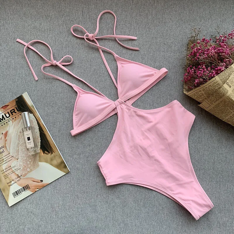 Cutout Slimming Backless High Cut Swimsuits