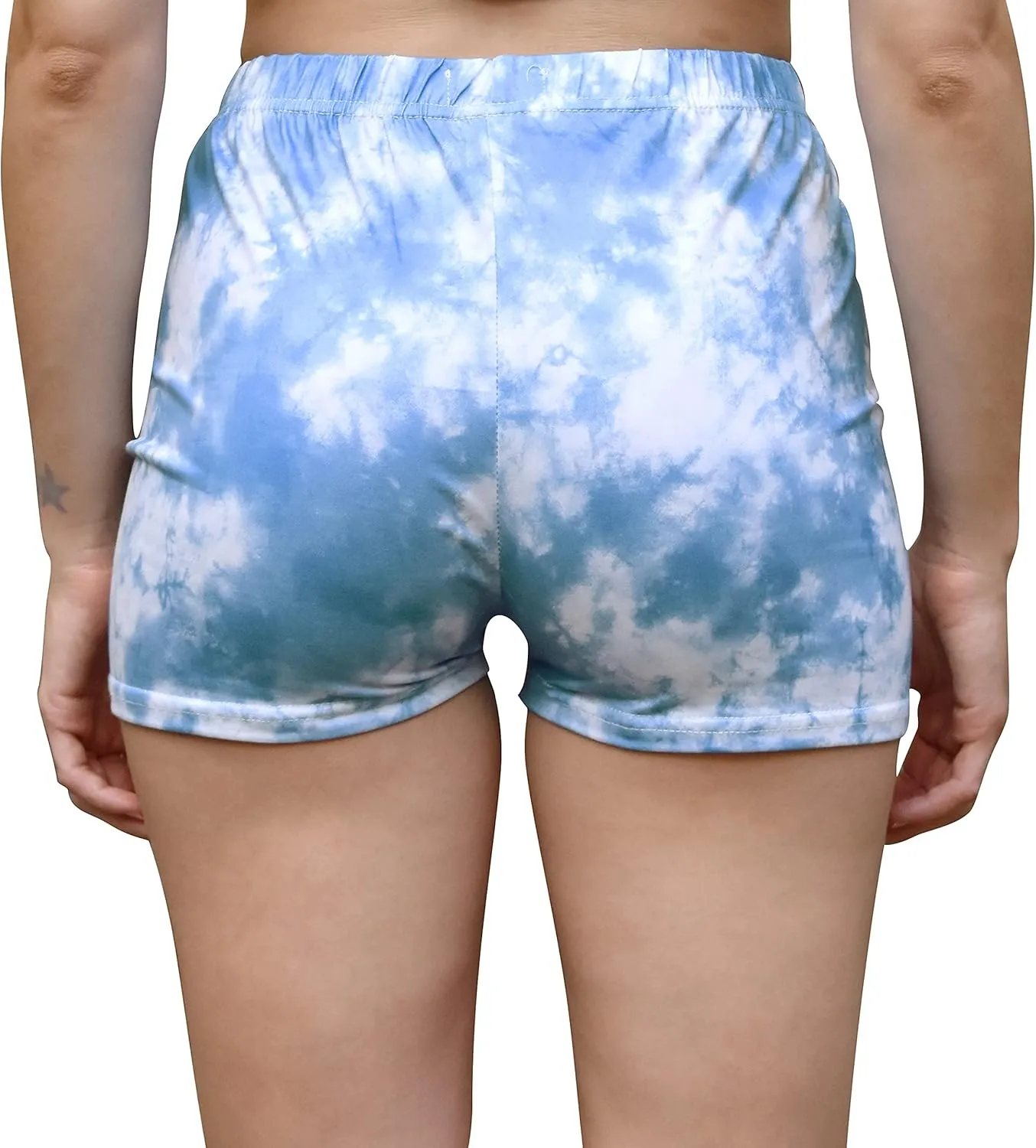 Daisy Del Sol Women's High Waisted Stretchy Soft Tie Dye Floral Solid Yoga Athleisure Loungewear Biker Boyshort Booty Shorts