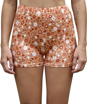 Daisy Del Sol Women's High Waisted Stretchy Soft Tie Dye Floral Solid Yoga Athleisure Loungewear Biker Boyshort Booty Shorts