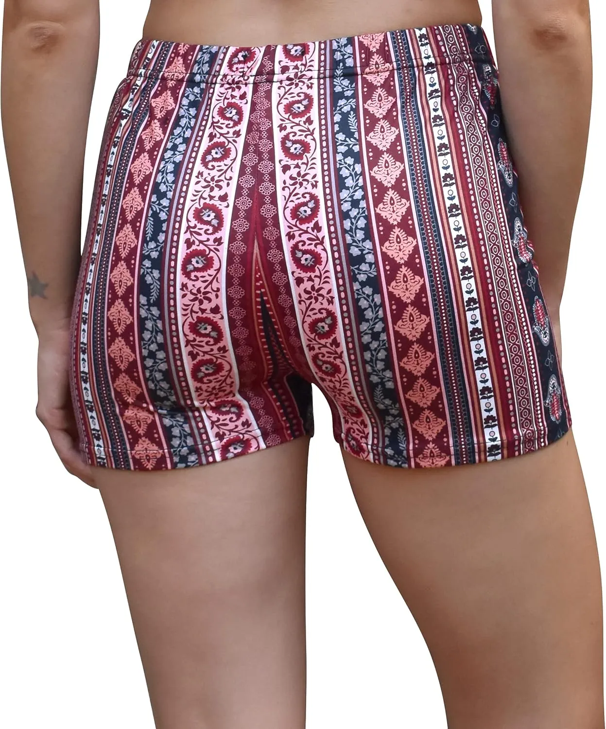 Daisy Del Sol Women's High Waisted Stretchy Soft Tie Dye Floral Solid Yoga Athleisure Loungewear Biker Boyshort Booty Shorts