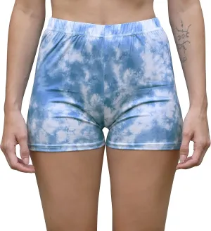 Daisy Del Sol Women's High Waisted Stretchy Soft Tie Dye Floral Solid Yoga Athleisure Loungewear Biker Boyshort Booty Shorts