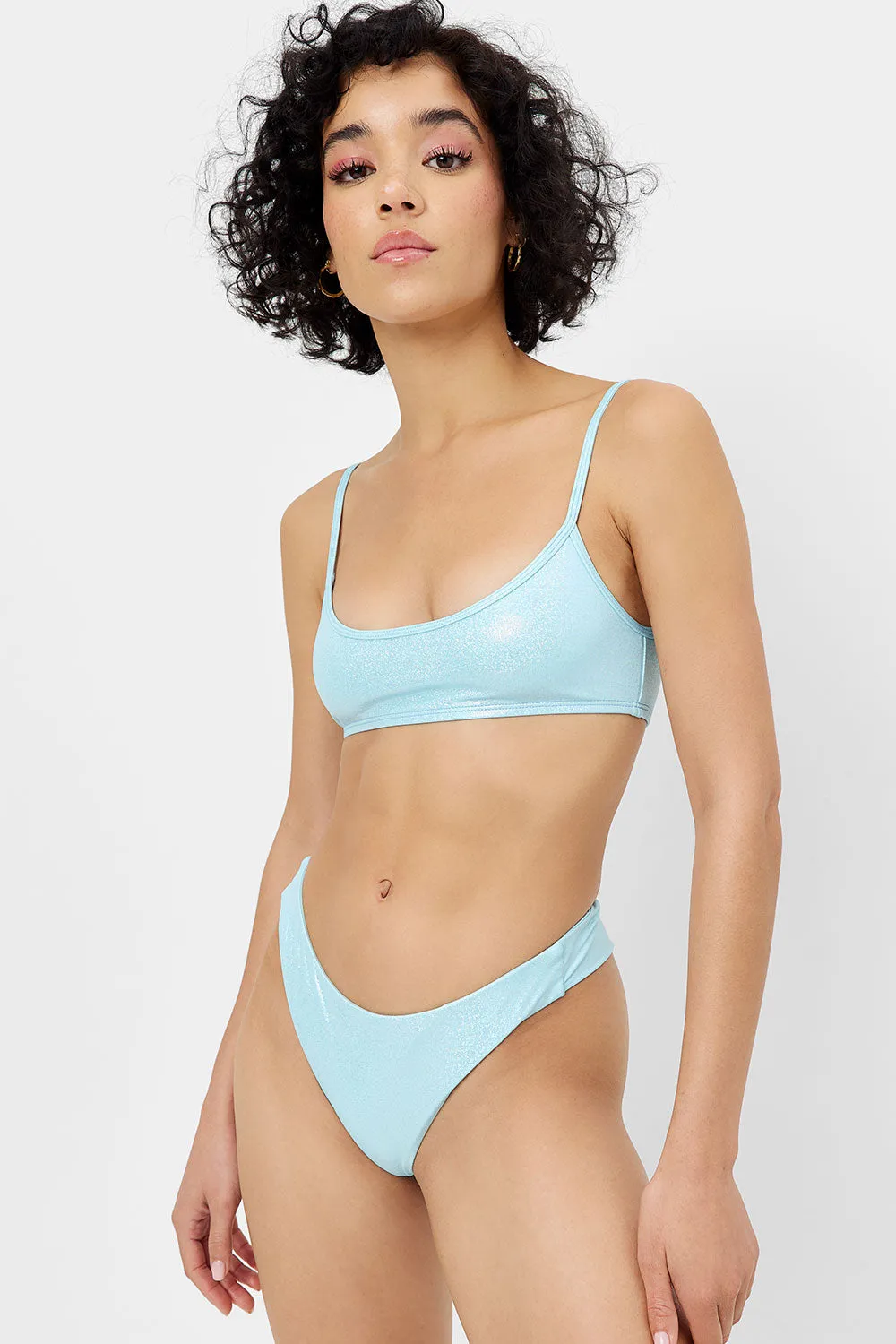 Dawson Iridescent Cheeky Bikini Bottom - Cloud Chaser