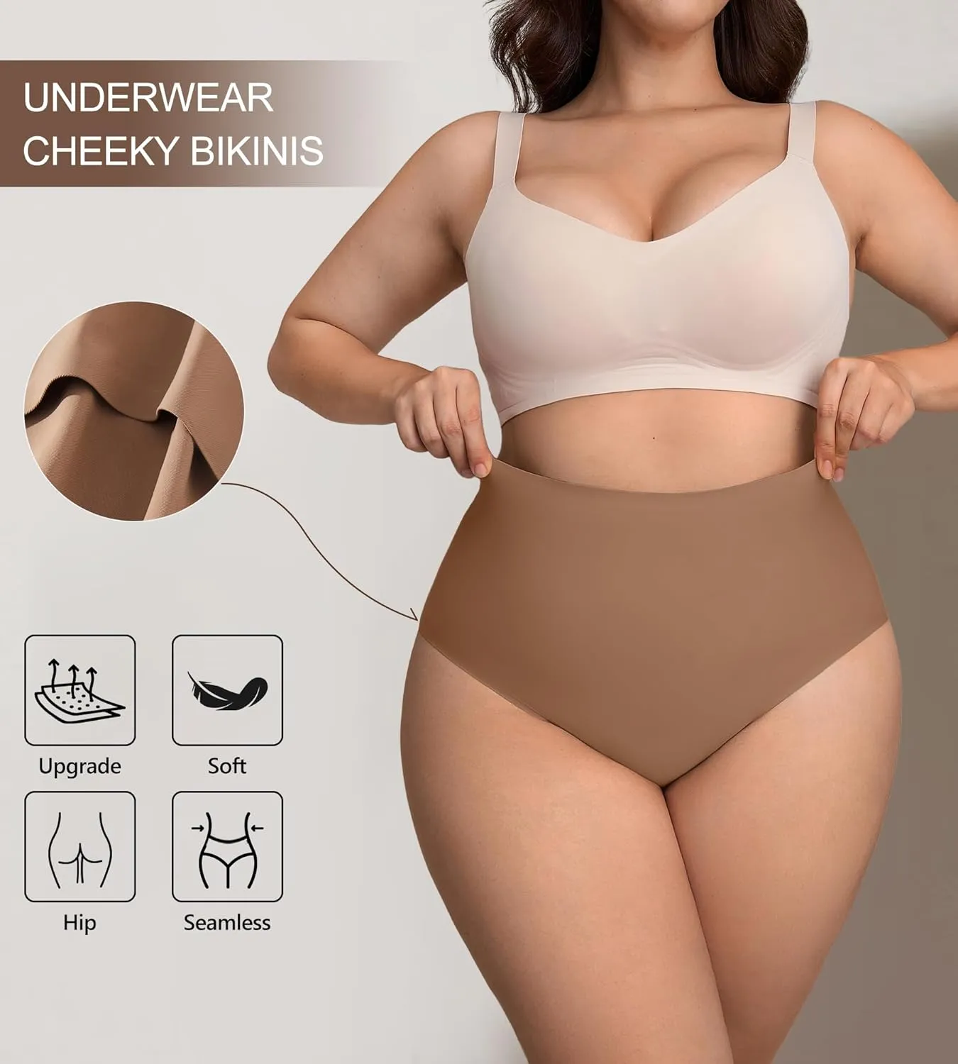 DEANGELMON Womens Seamless Bikinis Underwear High Waist Comfort Briefs Invisible No Show Panties Full Coverage Cheeky