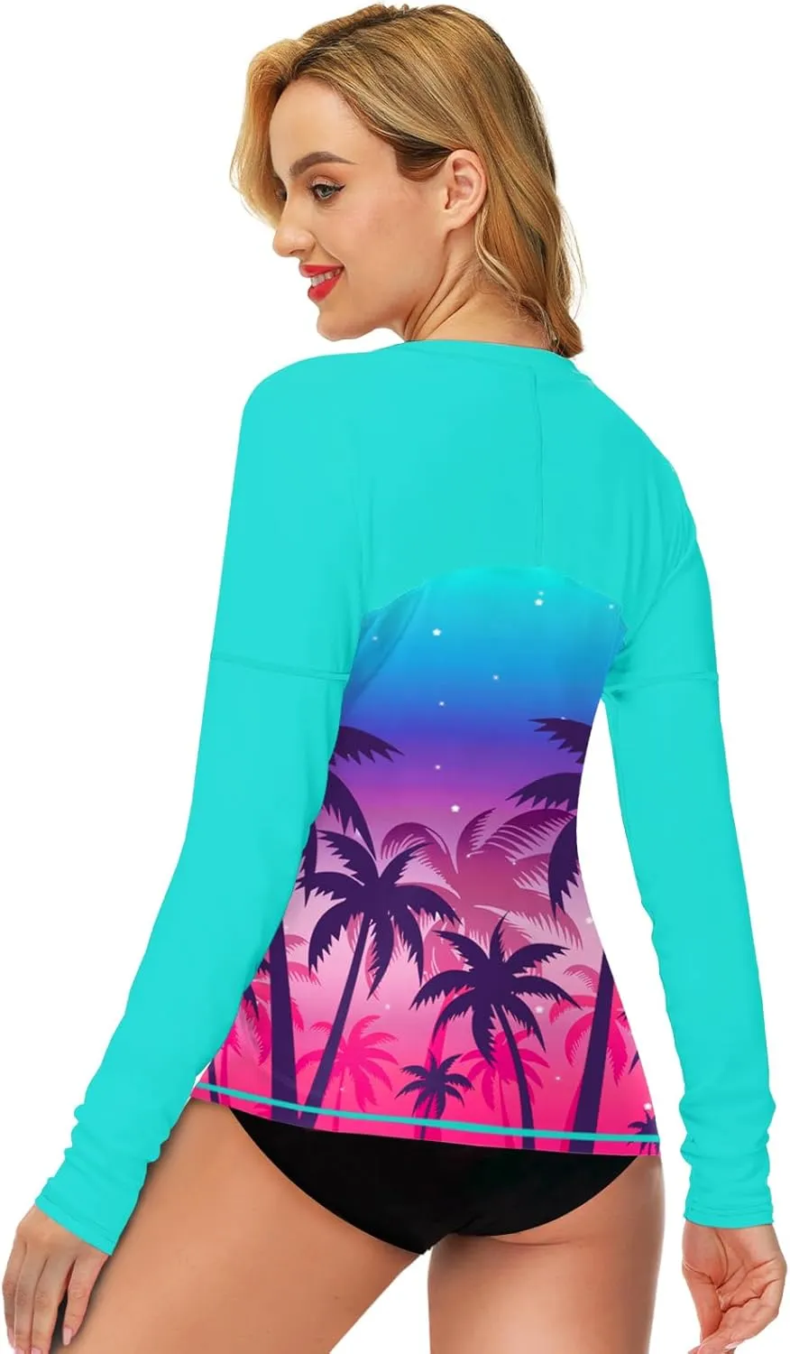 Deerose Womens Rash Guard Long Sleeve Sun Protection Shirts for Swimming
