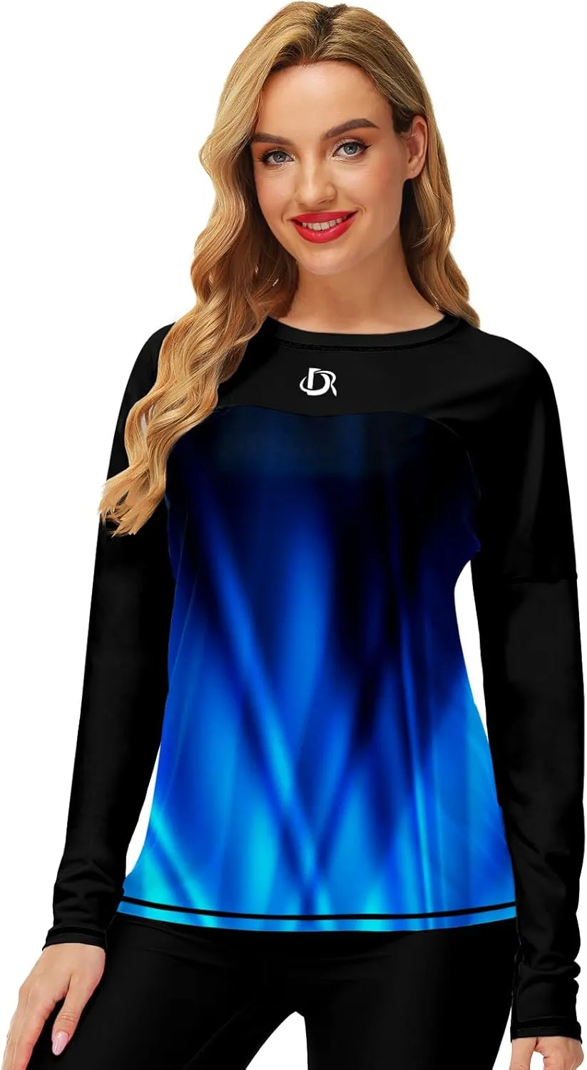 Deerose Womens Rash Guard Long Sleeve Sun Protection Shirts for Swimming