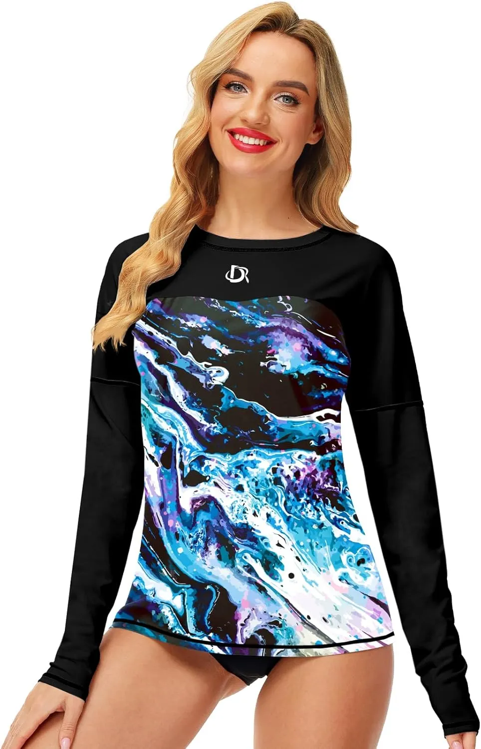 Deerose Womens Rash Guard Long Sleeve Sun Protection Shirts for Swimming
