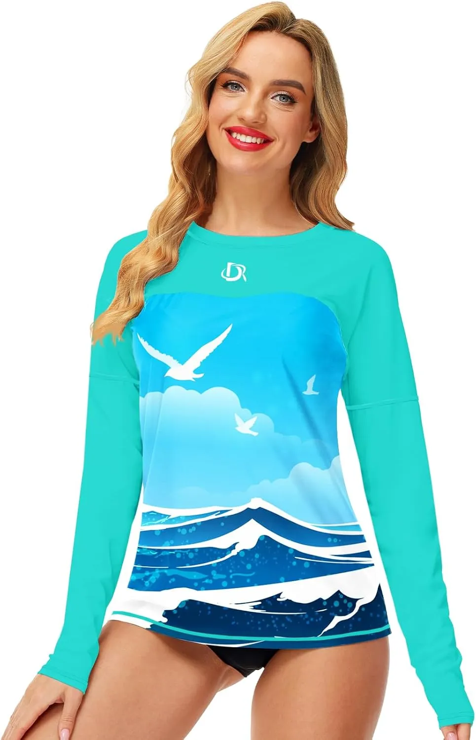 Deerose Womens Rash Guard Long Sleeve Sun Protection Shirts for Swimming