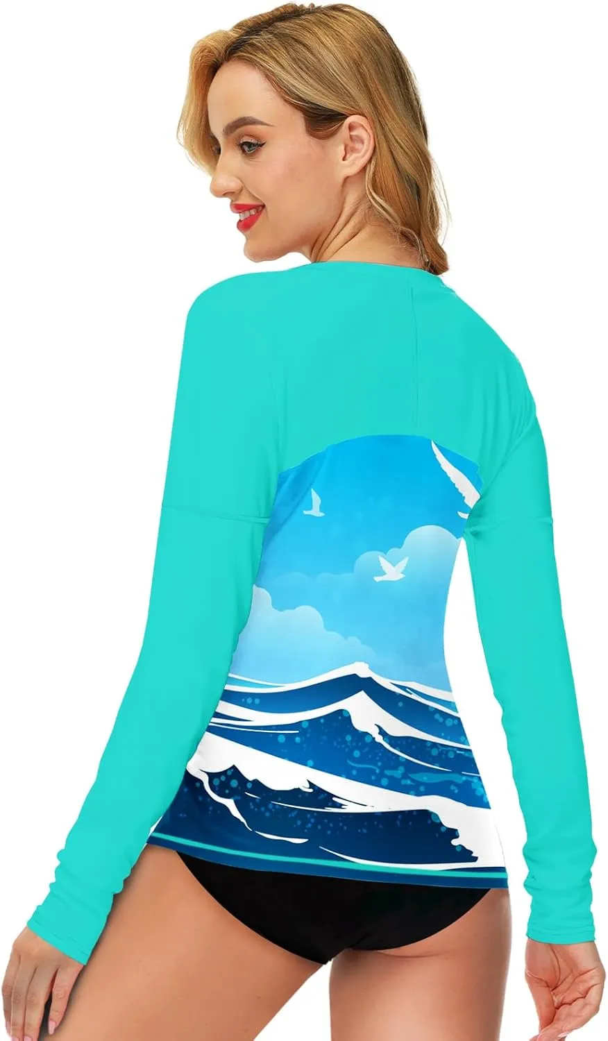 Deerose Womens Rash Guard Long Sleeve Sun Protection Shirts for Swimming
