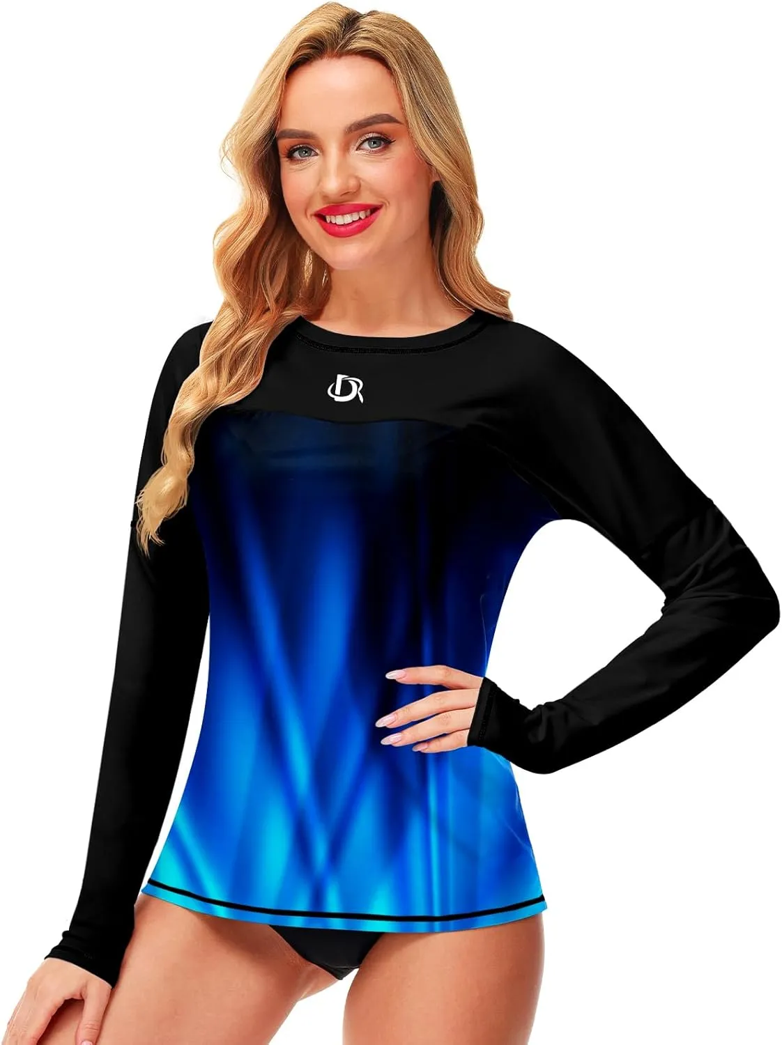 Deerose Womens Rash Guard Long Sleeve Sun Protection Shirts for Swimming