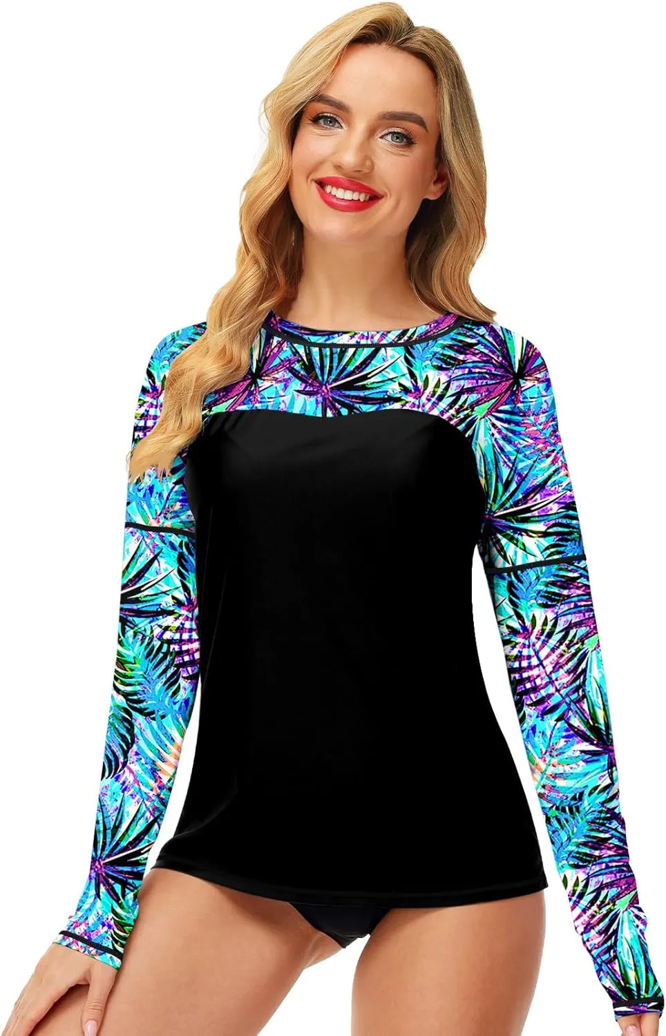 Deerose Womens Rash Guard Long Sleeve Sun Protection Shirts for Swimming