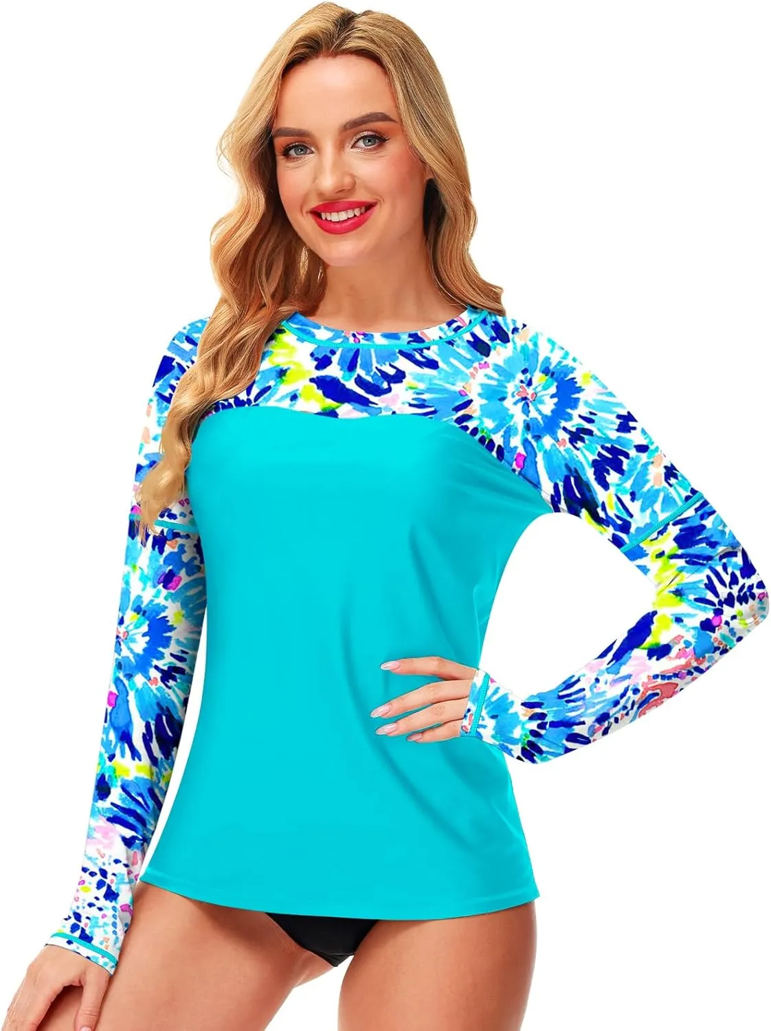 Deerose Womens Rash Guard Long Sleeve Sun Protection Shirts for Swimming