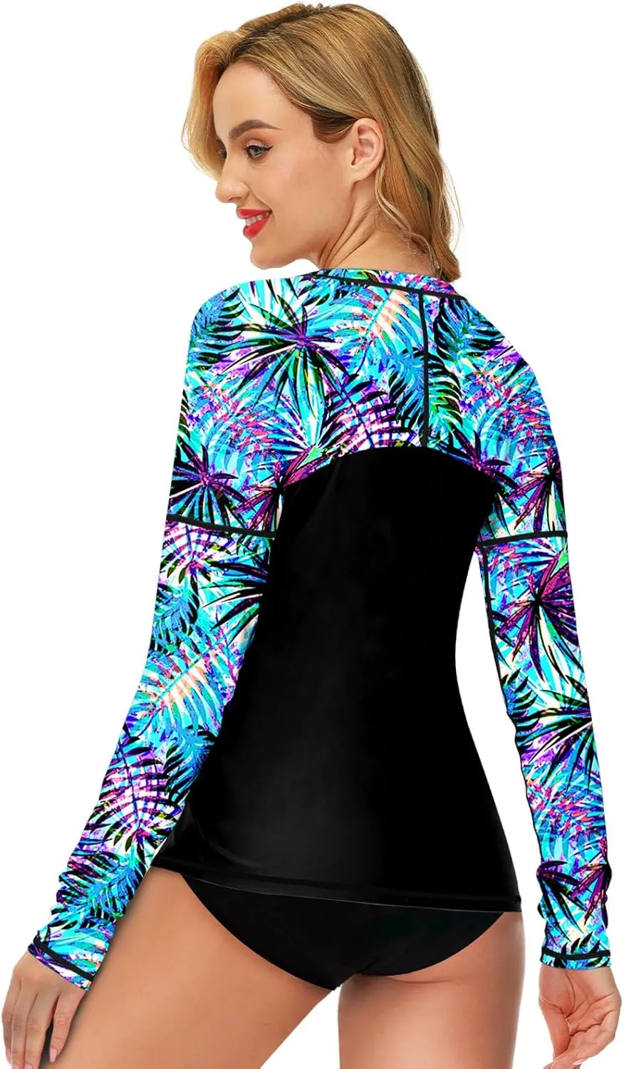 Deerose Womens Rash Guard Long Sleeve Sun Protection Shirts for Swimming