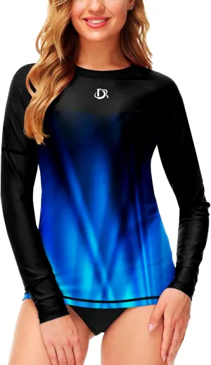Deerose Womens Rash Guard Long Sleeve Sun Protection Shirts for Swimming