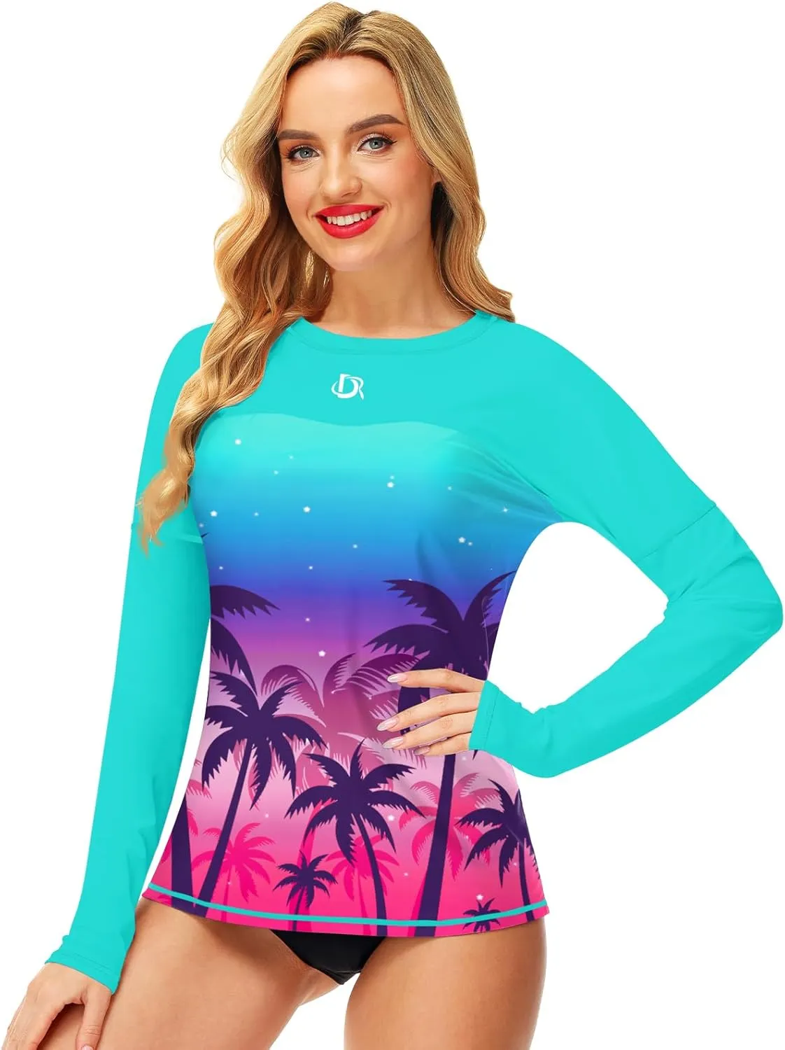 Deerose Womens Rash Guard Long Sleeve Sun Protection Shirts for Swimming
