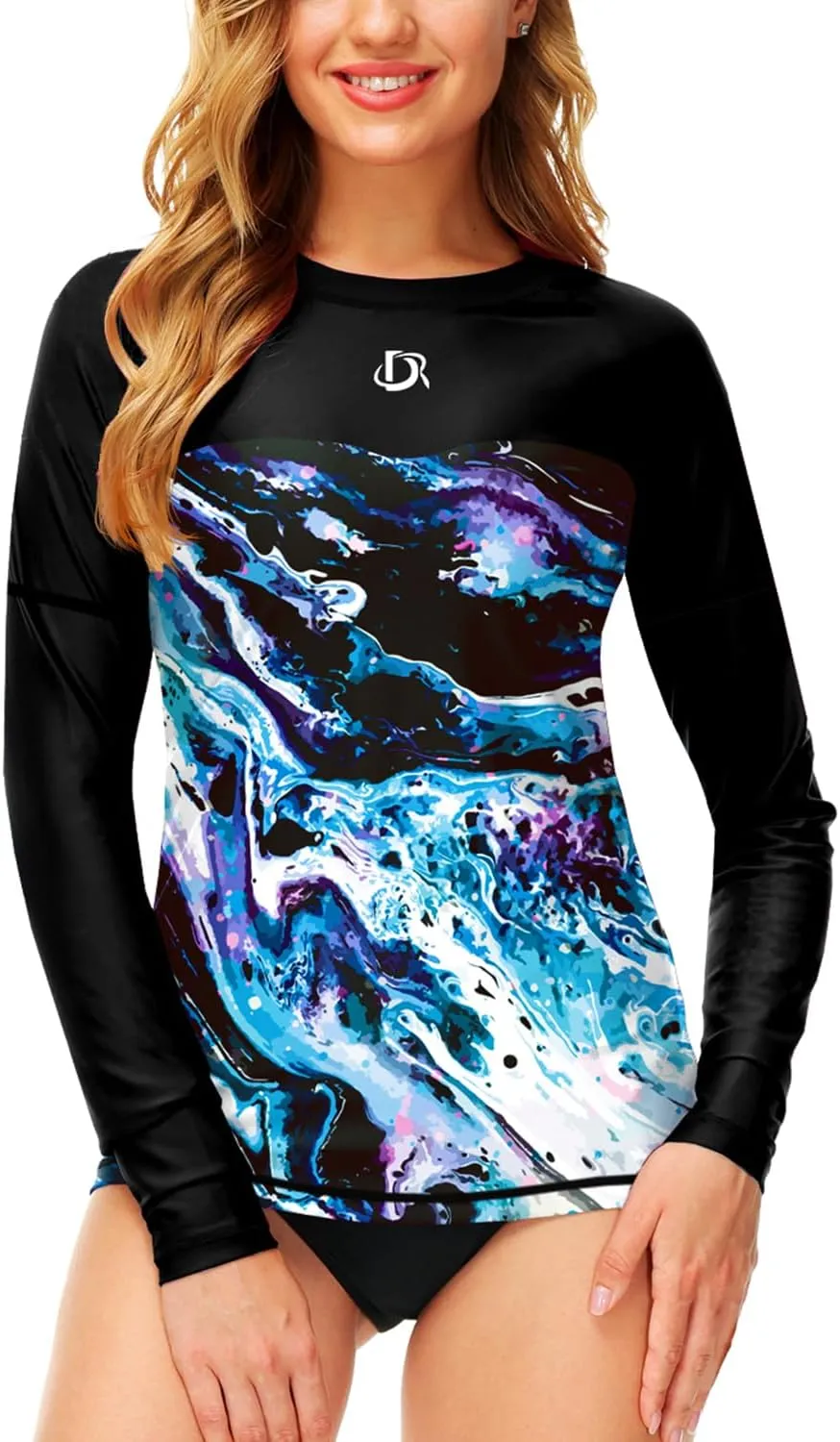 Deerose Womens Rash Guard Long Sleeve Sun Protection Shirts for Swimming