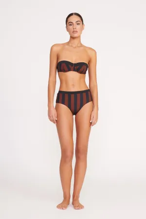DEVON HIGH RISE BIKINI BOTTOM | BLACK TAN SEASHORE STRIPE