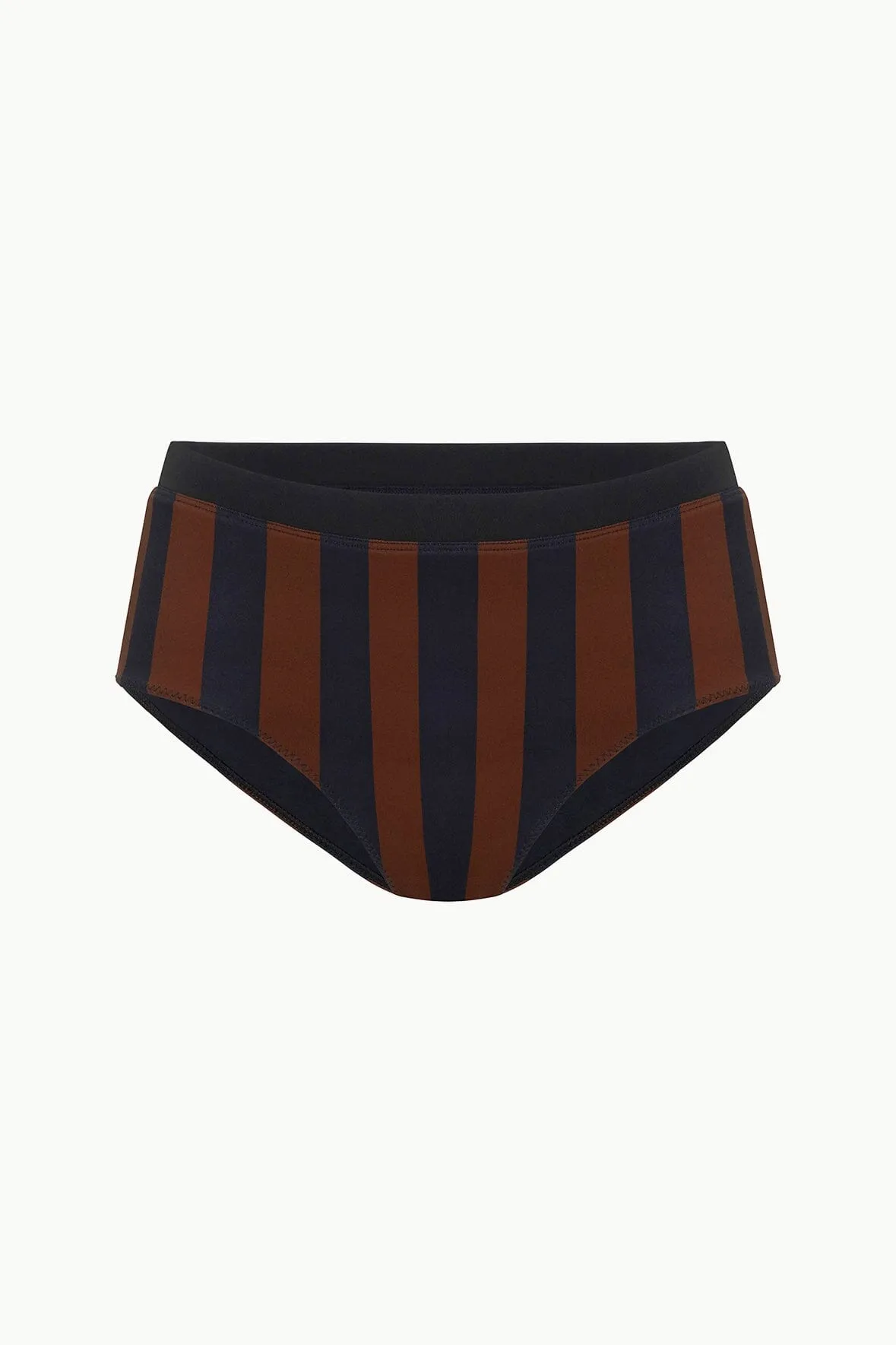 DEVON HIGH RISE BIKINI BOTTOM | BLACK TAN SEASHORE STRIPE