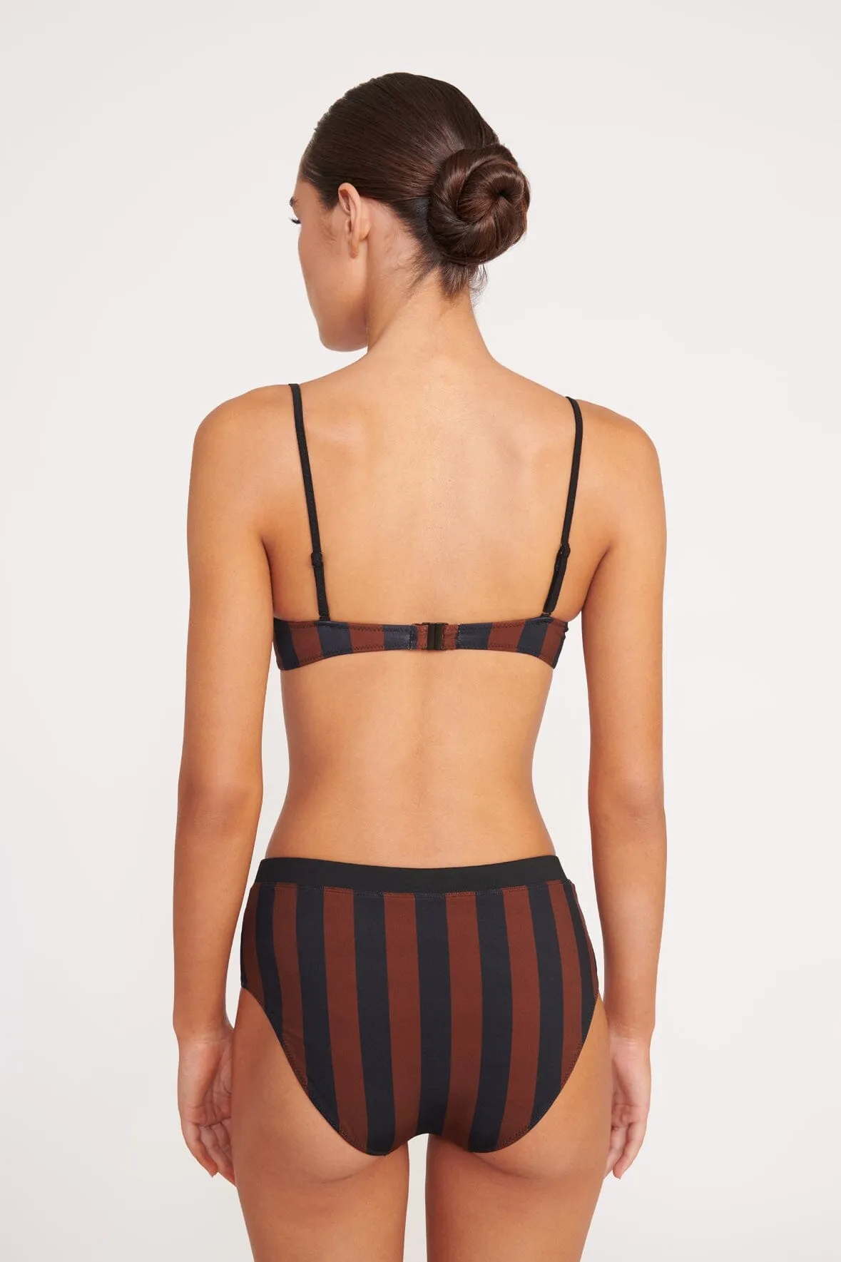 DEVON HIGH RISE BIKINI BOTTOM | BLACK TAN SEASHORE STRIPE