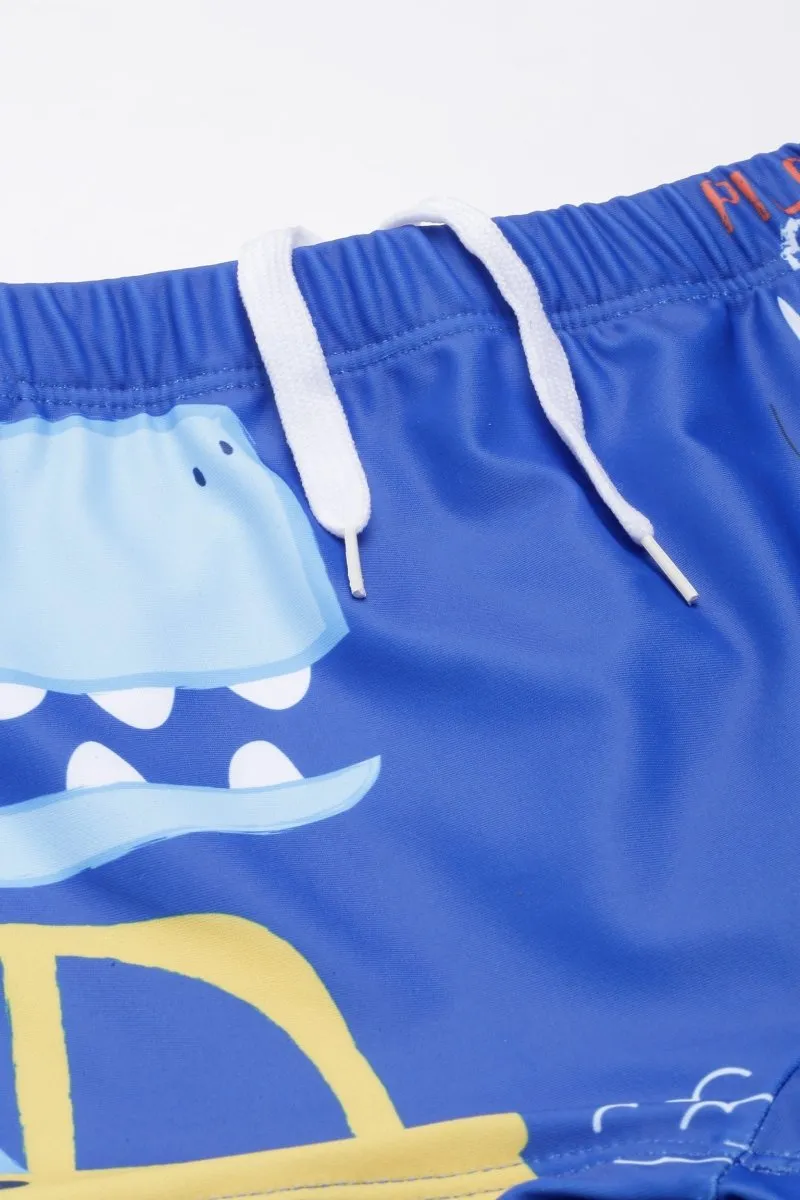 Dino Drive 'N' Dive Boys Swim Shorts With Cap Set