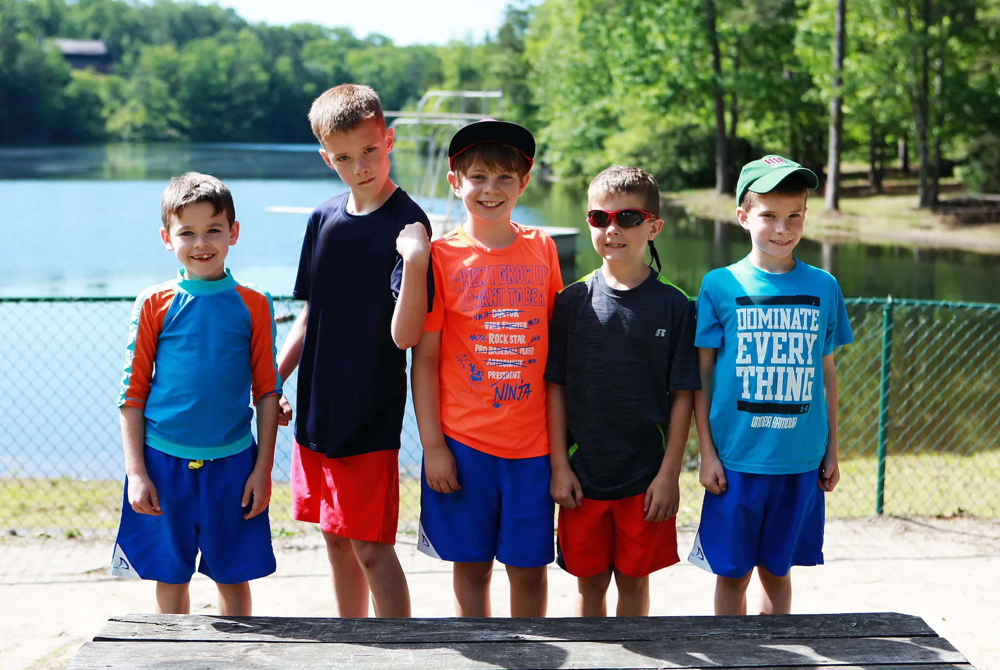DryFins Boys Anti-Chafe Swim Trunks in Classic Green - Built-in Compression Liner