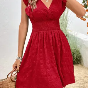 Elegant Short Dresses For Women Summer Casual Slim Red Dress