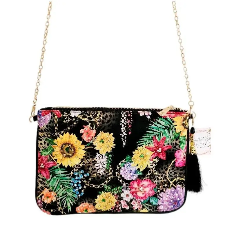 Embellished Clutch - Magic Forest (black) by Kaftans that Bling